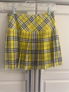 Yellow Plaid Pleated Tennis Skirt